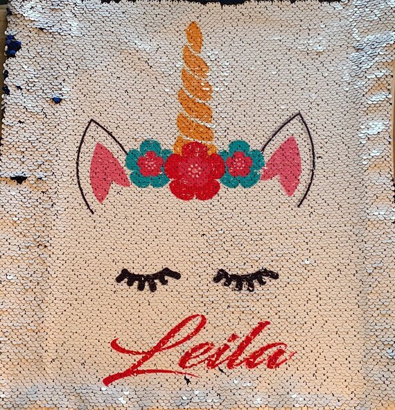 Custom photo mermaid pillow, sequin pillow, photo sequin pillow