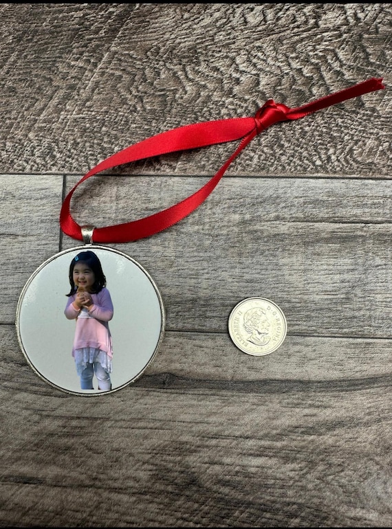 Custom Large Round Pewter Ornament with your Photo Printed on it! - Custom Photo Ornament - Custom Picture Ornament