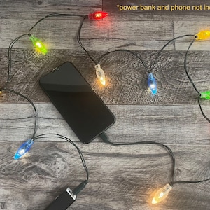 Christmas Lights Phone Charger - Lights Actually Light Up While Charging! - Perfect Stocking Stuffer