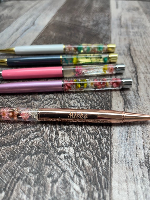 Custom Engraved Japanese Herbarium Pens - Custom Made Japanese Art - Personalized - Flower Pen - Mom - Sister  - Wedding - Flowers