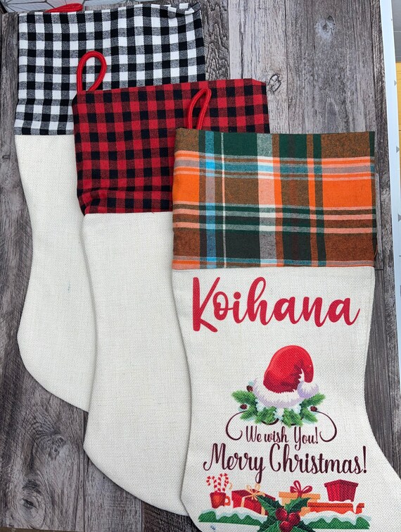 Custom photo Christmas stocking - embroidery available