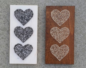 Made to Order String Art Row of Hearts Sign