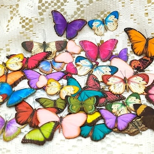 Mariposa precortada efímera, de dos caras, realista, paquete de 12