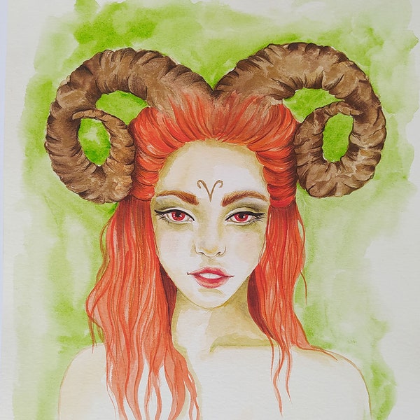 Aries Woman Art Etsy