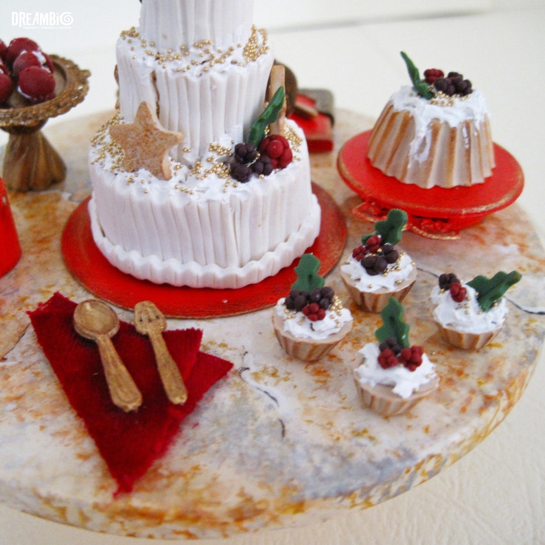 Christmas Table Miniature Dollhouse Christmas Decorations Etsy