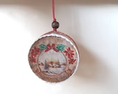 Cork ornaments ,Rustic winter decor, Handmade Christmas ornaments, Christmas tree decoration, Winter decor, Christmas scene ornament,