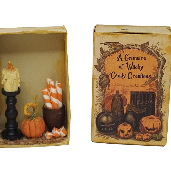 A grimoire of witchy candy creations mini diorama, Wicca witch craft, Witchy Accessories for Gothic Halloween Spooky Season Mini pocket gift