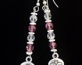 Silver Sugar Skull and swarovski crystal dangle earrings