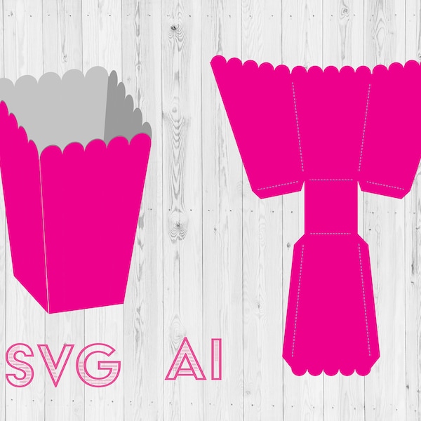 Ai//SVG/PDF Popcorn box in small and bigger size