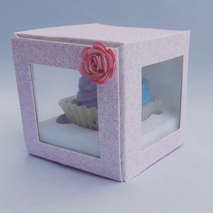 SVG/ Ali/ EPS/ dxf mini cupcake box  with 2 designs of inserts plus FREE decorative flower