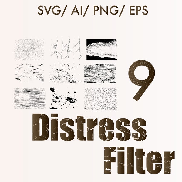 SVG/ PNG/ Ai/ Eps Distress filter for graphic and t-shirt designs ( 9 filter bundle kit)