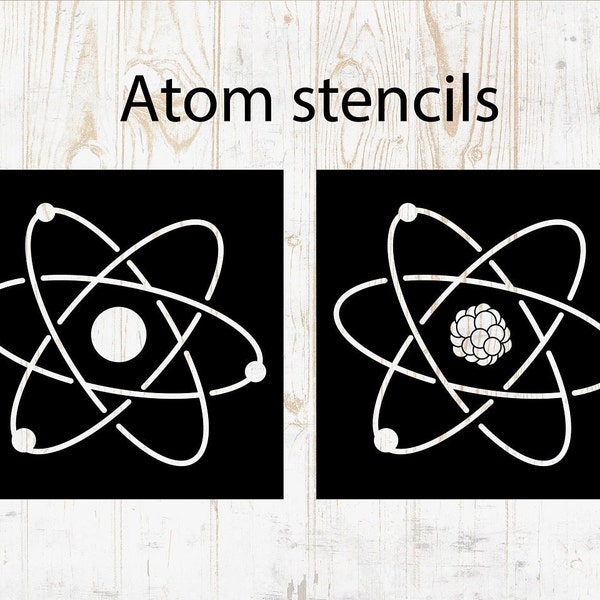 SVG/ PNG digital download atom stencil ( 2 designs)