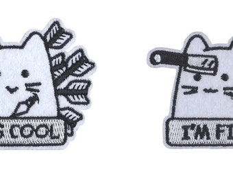 This Is Fine Cat Meme Iron On Patches For Clothes