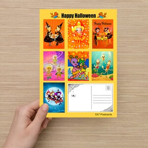 NOUVEAU pour 2020 *** 7 Pack de cartes postales d’Halloween 5X7 avec des scènes d’Halloween vintage. Des cartes amusantes à envoyer et à afficher!