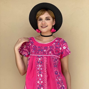 Mexican Embroidered Womens Top Floral Embroidery Shirt Pink - Etsy