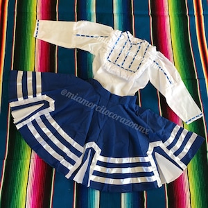 Royal blue Nuevo Leon dress, Mexican folkloric outfit, mexican polka dance, folk dancer outfit, folkloric ballet, traditional mty dress image 1