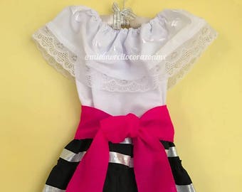 Falda mexicana blusa mexicana fiesta mexicana fiesta mexicana día de los muertos cinco de mayo frida dia de la virgen primer cumpleaños uno fiesta