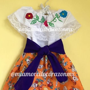 Vestido de día de muertos para niñas, vestido de calaveras de colores, vestido mexicano para niñas, top bordado de encaje, traje de fiesta para niñas, top la catrina