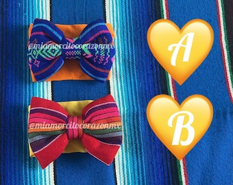 Serape headband bow baby girls, mexican fiesta bows, taco twosday party, first fiesta accessories, boho hippie headpiece, folk ethnic bows