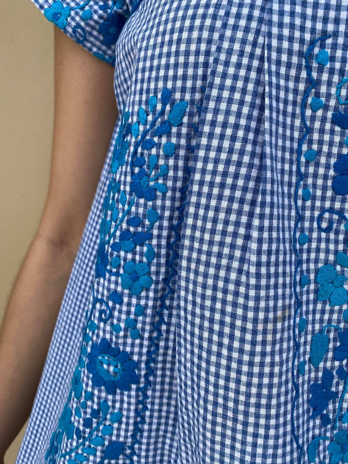Floral embroidery cotton blouse