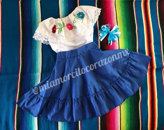 Traje mexicano falda mexicana blusa mexicana fiesta mexicana fiesta mexicana dia de los muertos cinco de mayo baile folclórico folklórico coco frida