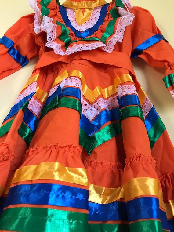 Vestido naranja mexicano jalisco vestido cinta estrella jalisco traje de ballet folklorico vestido de bailarina mexicana guadalajara adelita revolucionaria Etsy Mexico