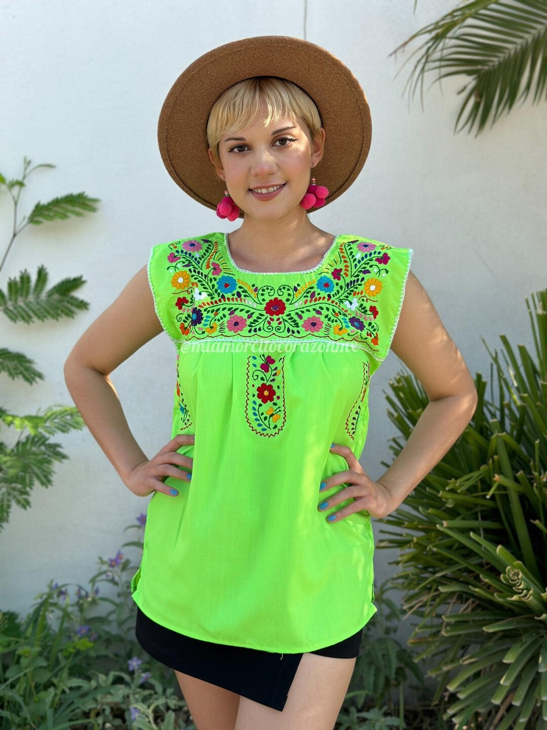 Fiesta Mexicana Blusa Mexicana Verde Blusa Mexicana Verde Neón