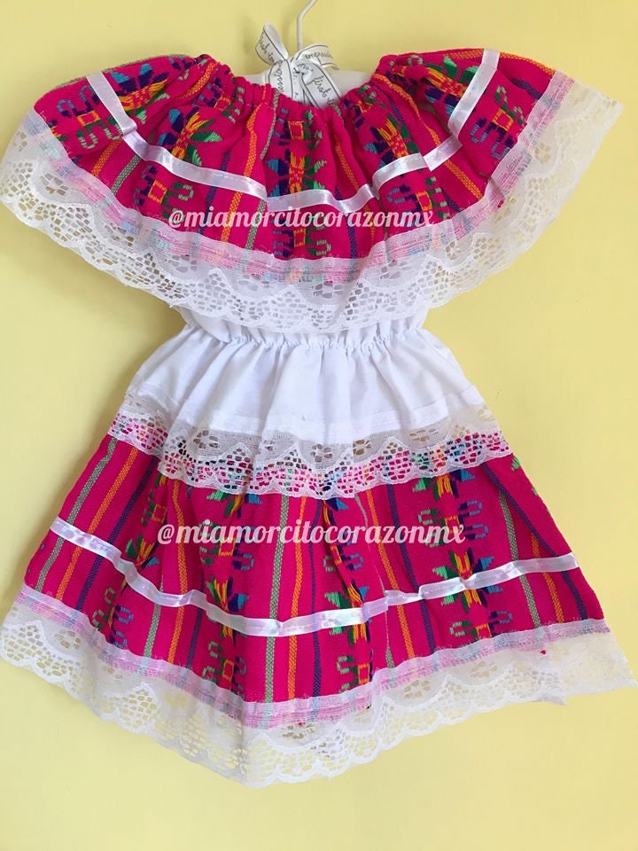 Hot Pink Serape Mexican Dress Baby off 