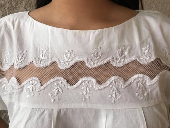 Mexican vintage dress women, floral embroidered t… - image 2