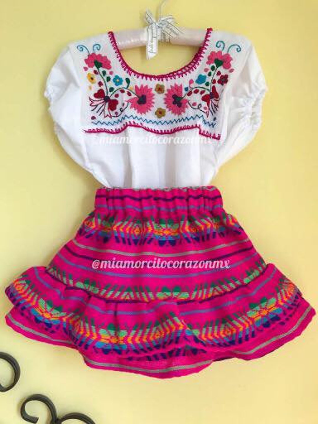 Piñata Baby Girl Outfit Hand Embroidered Top Mexican Serape - Etsy Australia