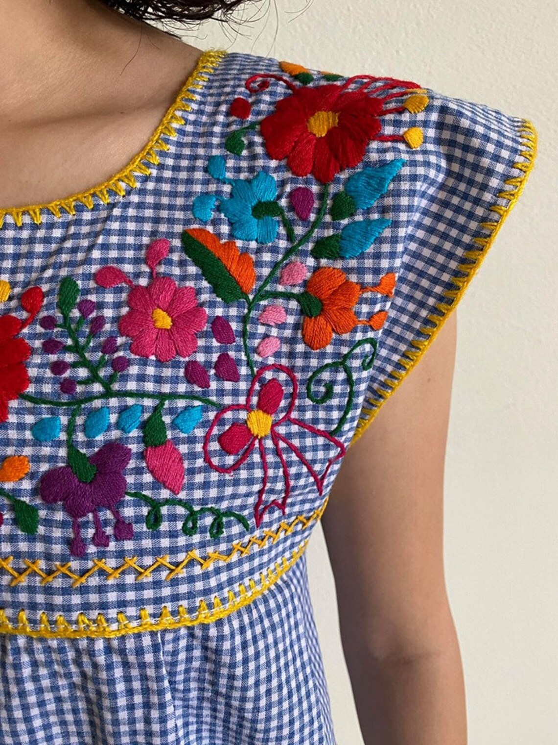 Blue Gingham Brother Embroidered Gown main image 1