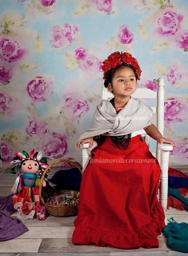 Vestido colorido de pintor mexicano para niñas, vestido de estilo icónico  inspirado en Frida, vestido mexicano para niños pequeños, fiesta temática  mexicana, traje de desfile -  España