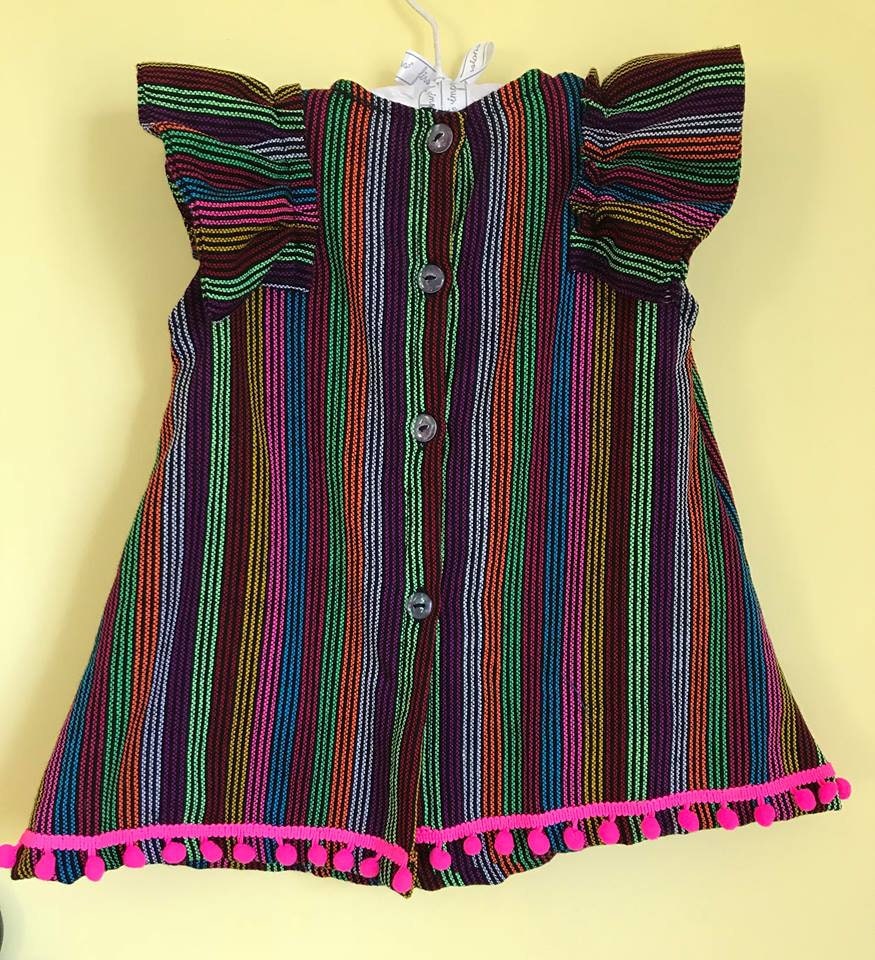Mexican dress vestido mexicano cambaya pom poms mexican party | Etsy
