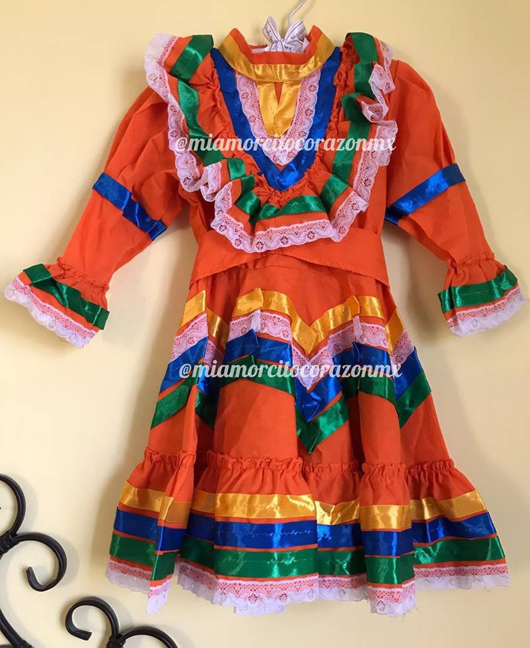 Orange Mexican Jalisco Dress Jalisco Star Ribbon Dress Etsy