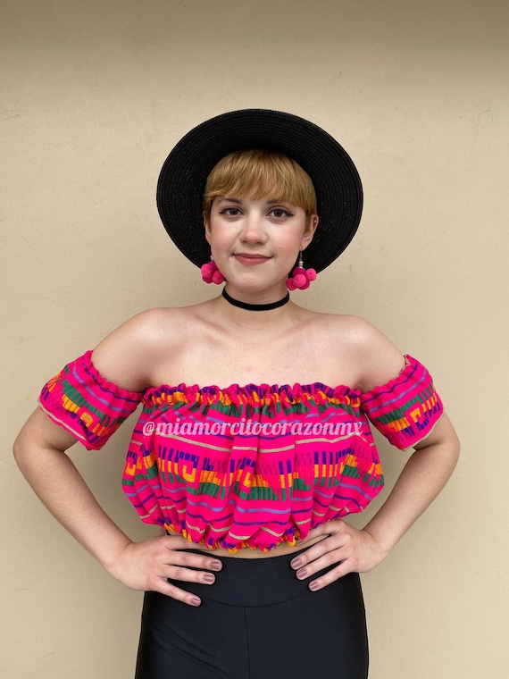 Serape off the Shoulder Tube Top Women, Mexican Birthday Crop Top