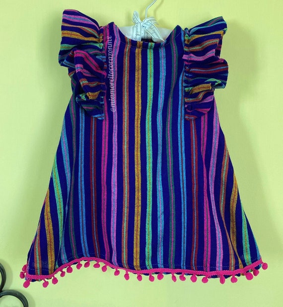 para castigar Salvaje en el medio de la nada Vestido mexicano de sarape morado para niñas traje de dos - Etsy México