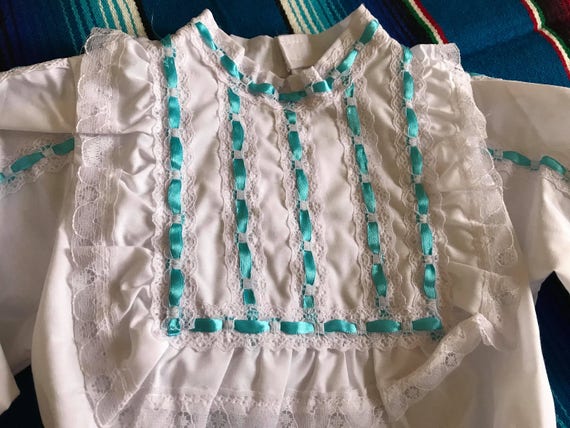 Turquoise Folkloric Dress, Nuevo Leon Mexican Outfit, Mexican