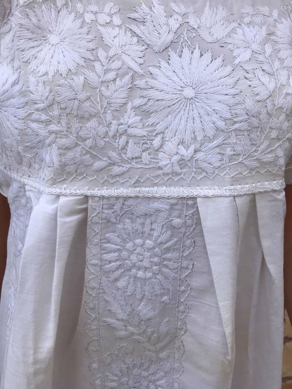 White on white floral embroidery vintage mexican … - image 4