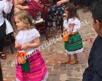 Mexican hand embroidered girls dress, serape lace skirt, mexican fiesta, birthday theme, cinco de mayo, fiesta flower girl, coco cake smash
