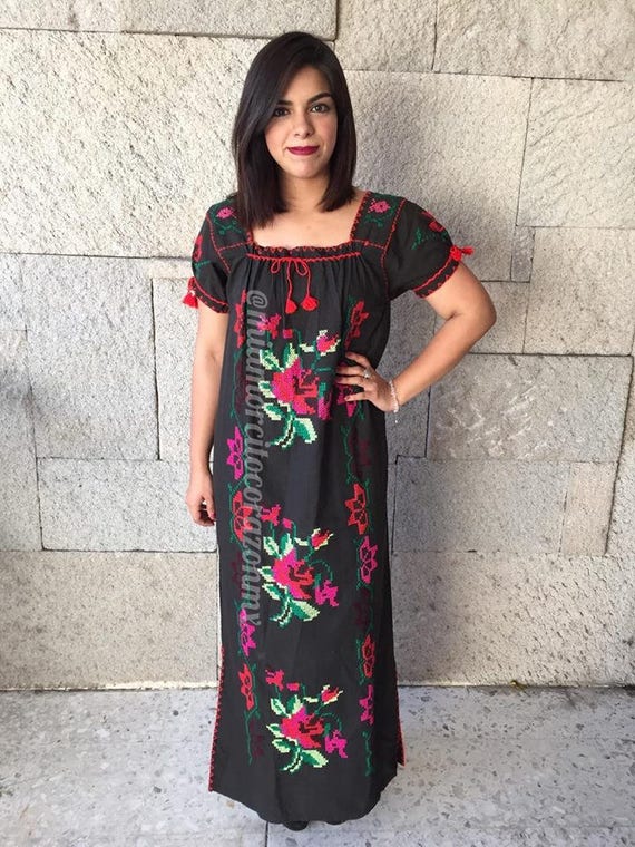 mexican embroidered maxi dress
