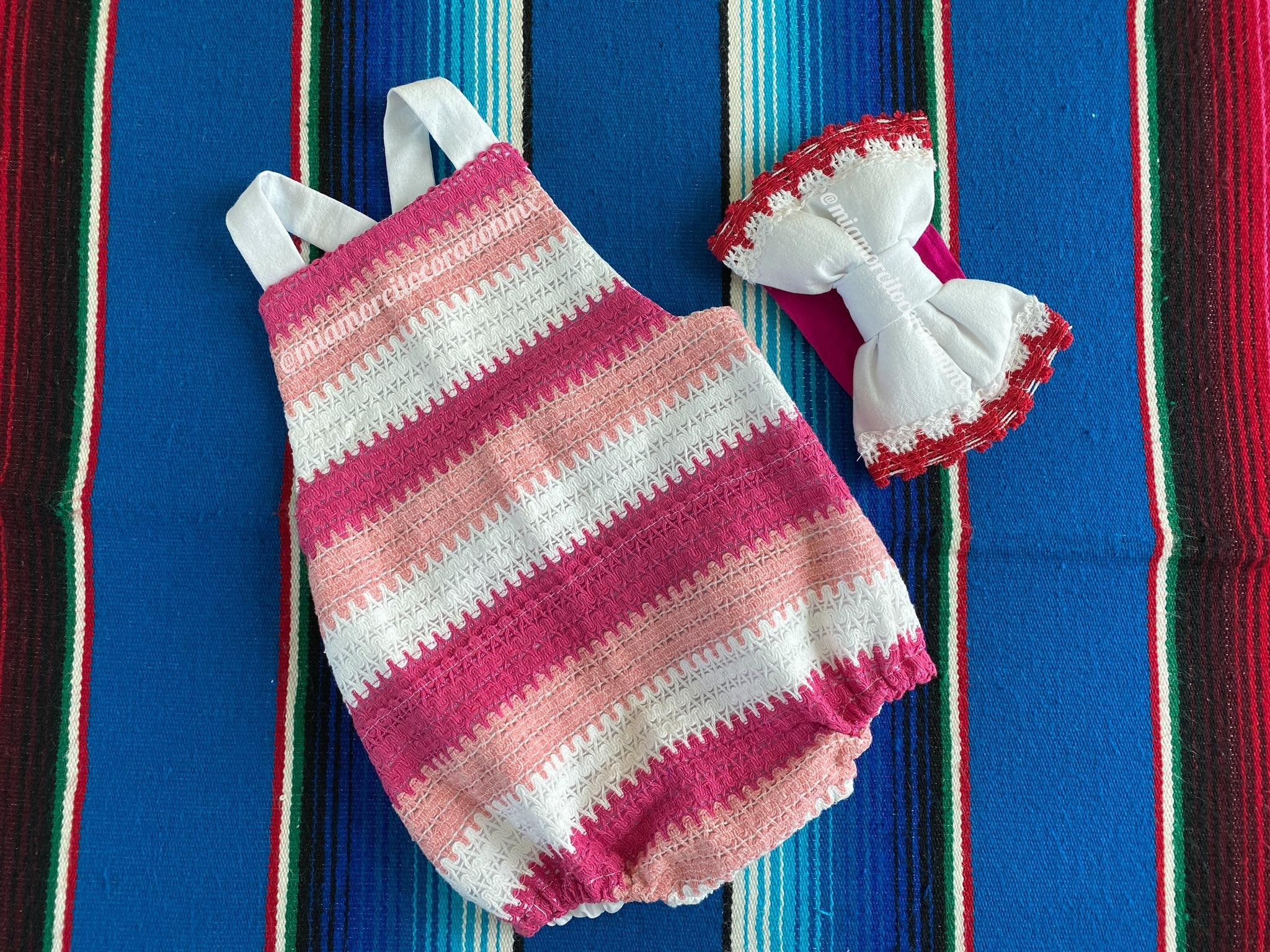 Pink Pinata Uno Fiesta Romper Crocheted Lace Baby Mexican - Etsy Israel