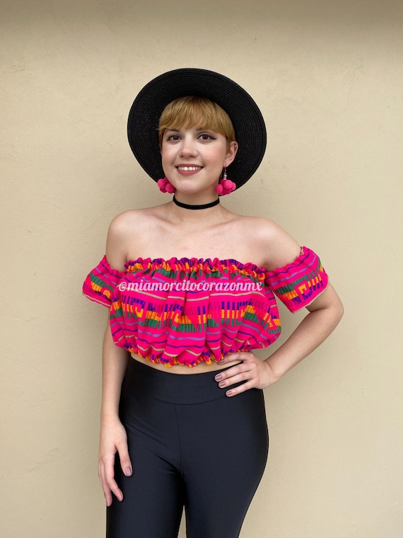 Blusa mexicana hippie serape traje de destino isleno ropa de vacaciones en Mexico top corto con hombros descubiertos blusa de verano conjunto de fiesta mexicana Etsy Mexico