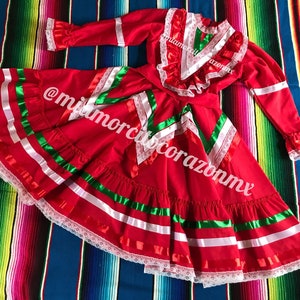 Vestido rojo tricolor adelita vestido de liston Mexicano Jalisco traje de ballet folklorico vestido Guadalajara para nina vestido Dia de la revolucion Etsy Mexico