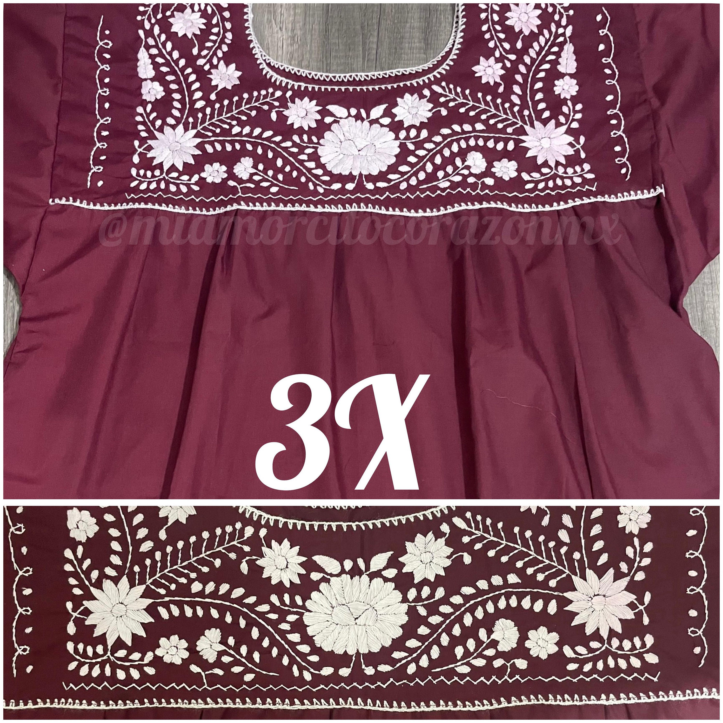 Maroon and White Floral Embroidery Short Sleeve Top, Embroidered