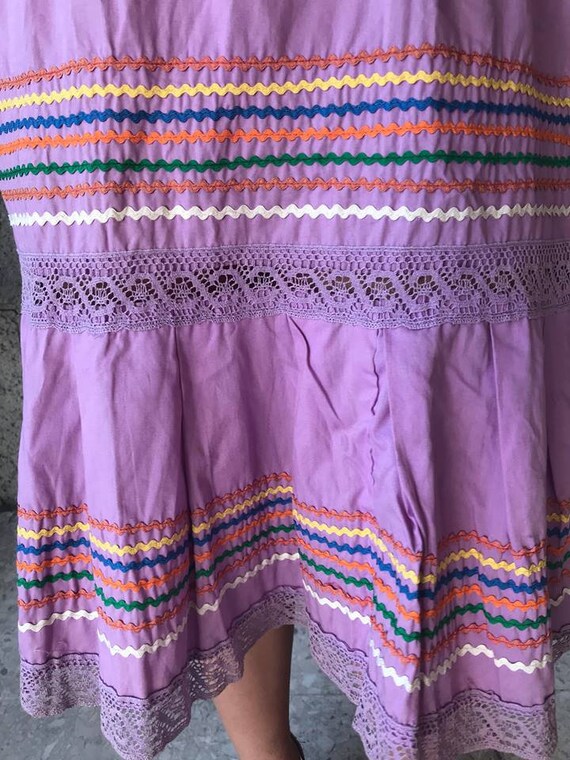 Lilac vintage mexican dress, senorita fiesta dress, a… Gem