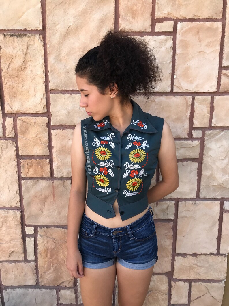 Mexican vest vintage 70/'s chaleco mexicana mexican party fiesta mexicano day of the dead cinco de mayo hippie boho bohemian cowgirl