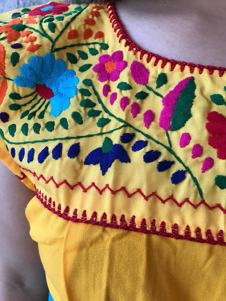 Mexican maxi dress embroidered flowers mexican kaftan women | Etsy