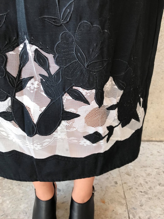 black dress with white embroidery Smoky Black Embroidered Raw Silk Pret 2Pcs M