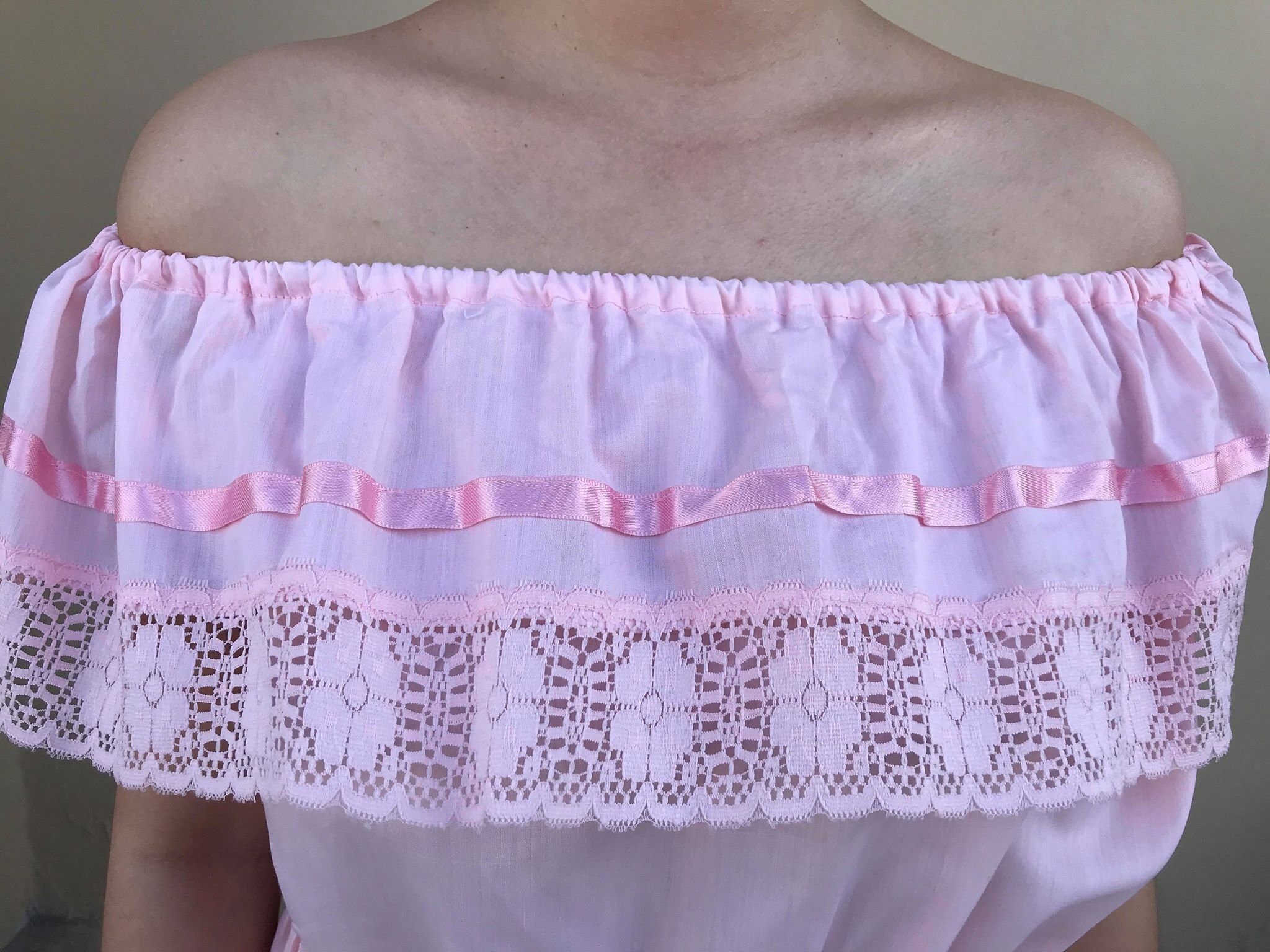AI　70s Pale Pink Mexican Dress VINTAGE 70s Bright Pink Mexican Dress L - Etsy