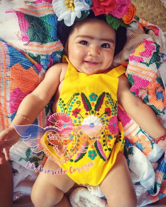 floral embroidery sunsuit mexican baby girls bodysuit Fiesta first birthday embroidered romper first fiesta frida cinco de mayo outfit